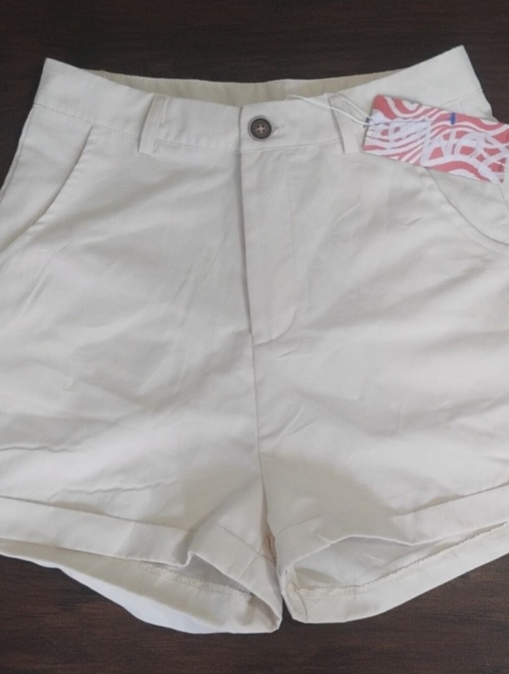 ROMWE Cream High-Rise Casual Shorts 100% Cotton Size S